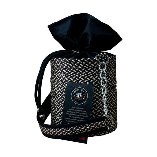 Bolso Cilindro Exclusivo con Moño Diseño Granito