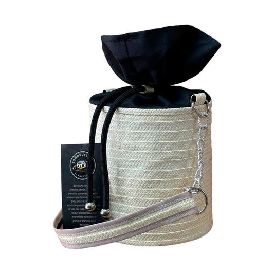 Bolso Cilindro Exclusivo con Moño Diseño Crudo