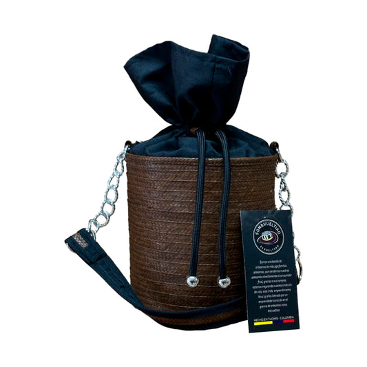 Bolso Cilindro Exclusivo con Moño Diseño Marrón