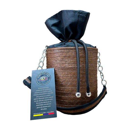 Bolso Cilindro Exclusivo con Moño Diseño Marrón