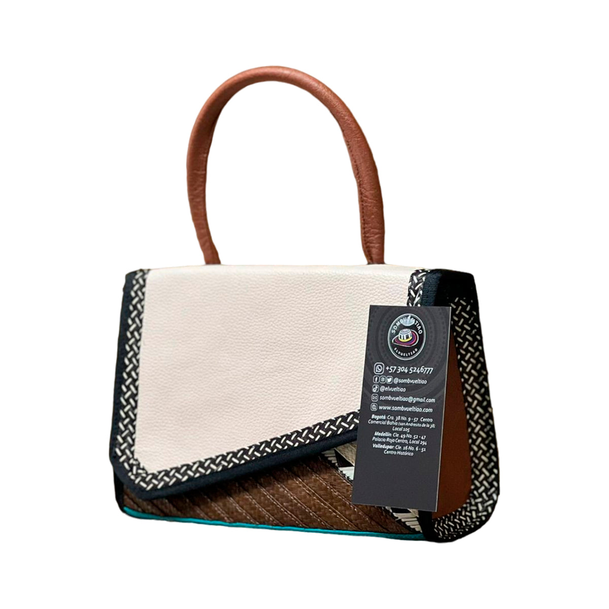 Bolso Exclusivo Artesanal en Cuero y Caña Flecha