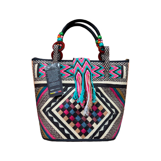 Bolso Caña Flecha Figuras Multicolor