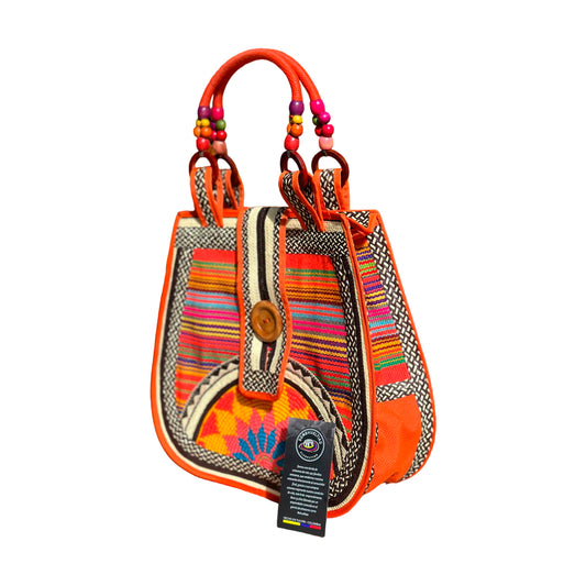 Bolso Artesanal Diseño Pera Naranja Fino