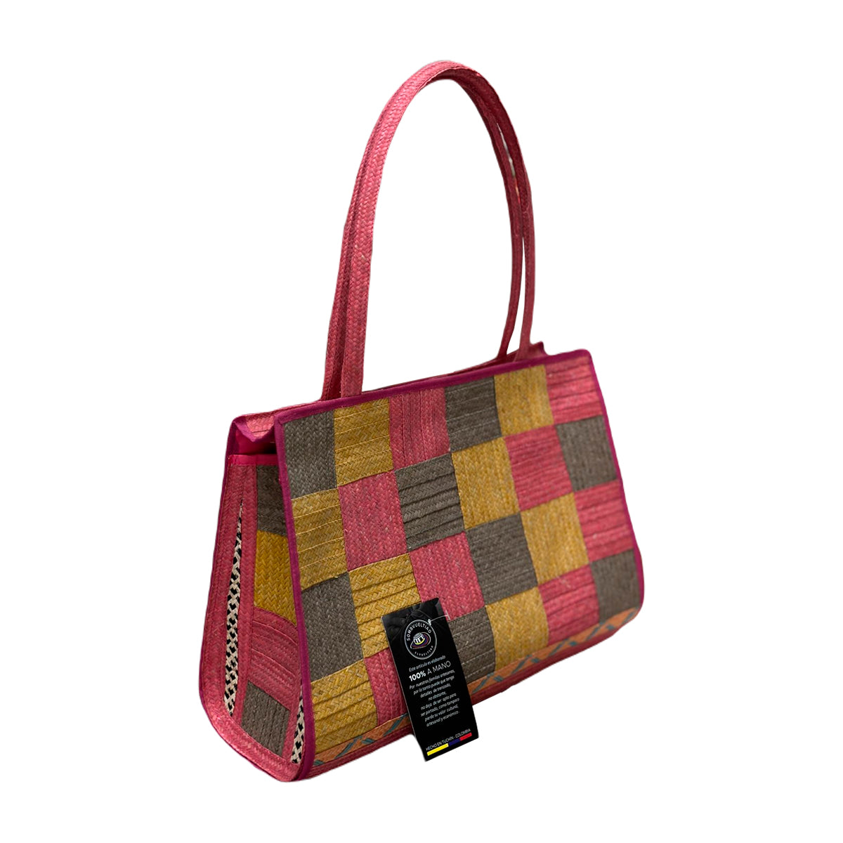Bolso Ajedrez Caña Flecha Multicolor a Mano