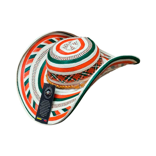 Sombrero 23 Fibras Exclusivo Diseño Naaranja Verde