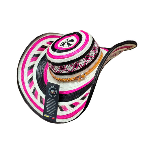 Sombrero 23 Fibras Exclusivo Diseño Fucsia