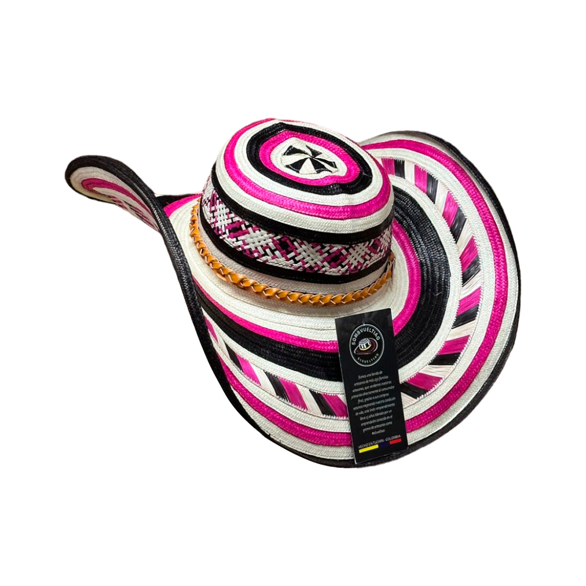 Sombrero 23 Fibras Exclusivo Diseño Fucsia