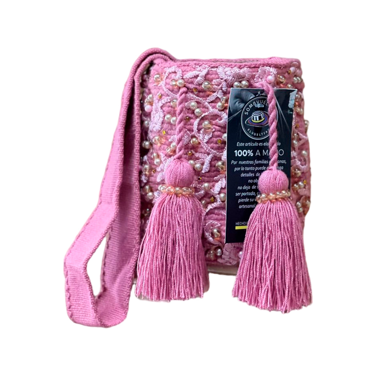 Mochila Recamada Pequeña Diseño Perlas