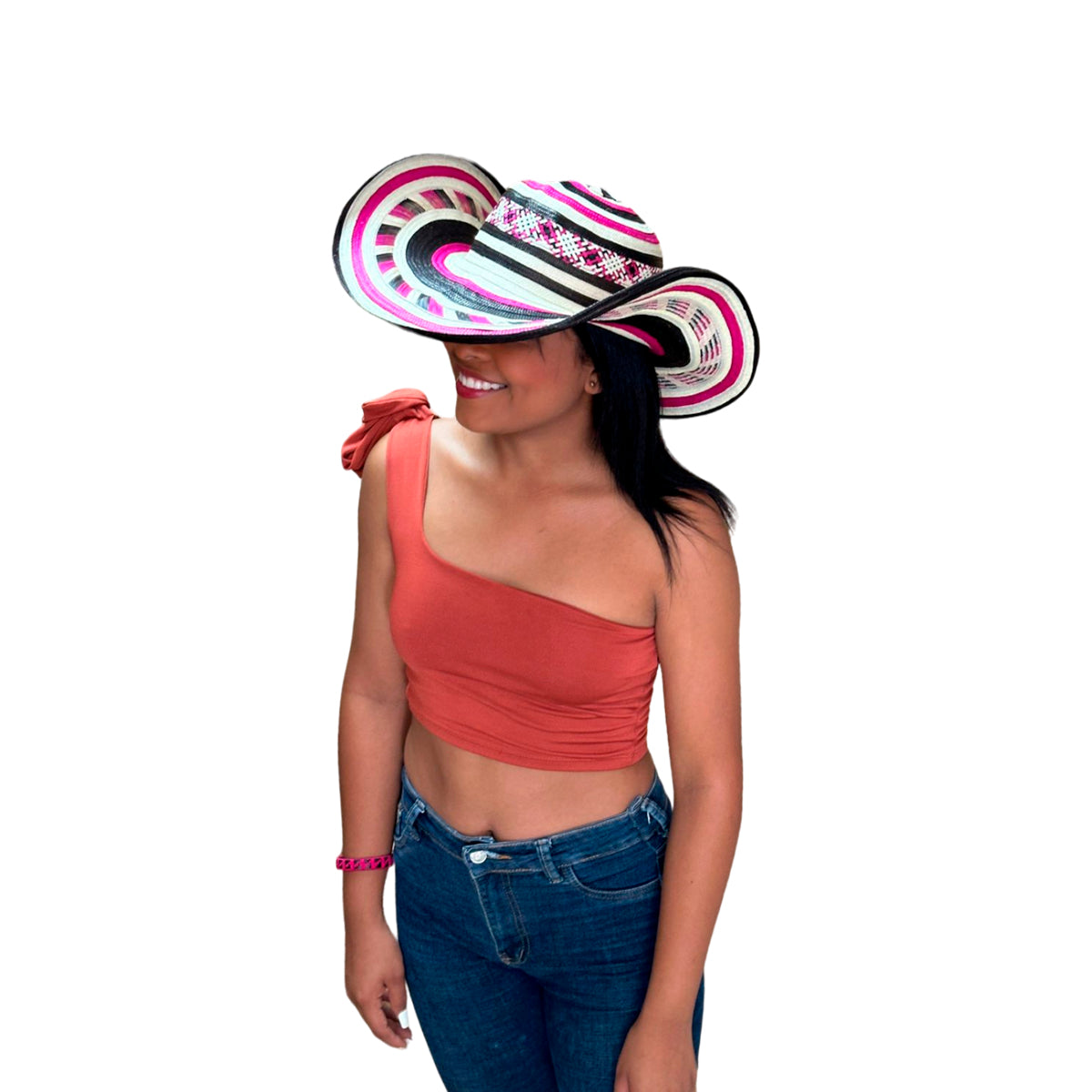 Sombrero 23 Fibras Exclusivo Diseño Fucsia