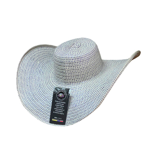 Sombrero 23 Fibras Beige con Pintas Azules