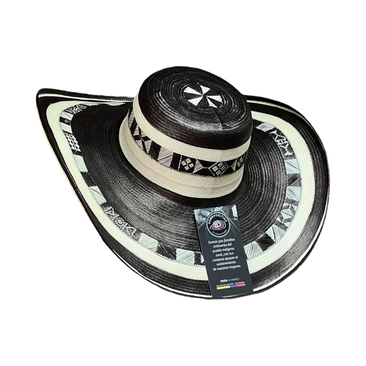 Sombrero 31 Fibras Negro y Beige Extrafino