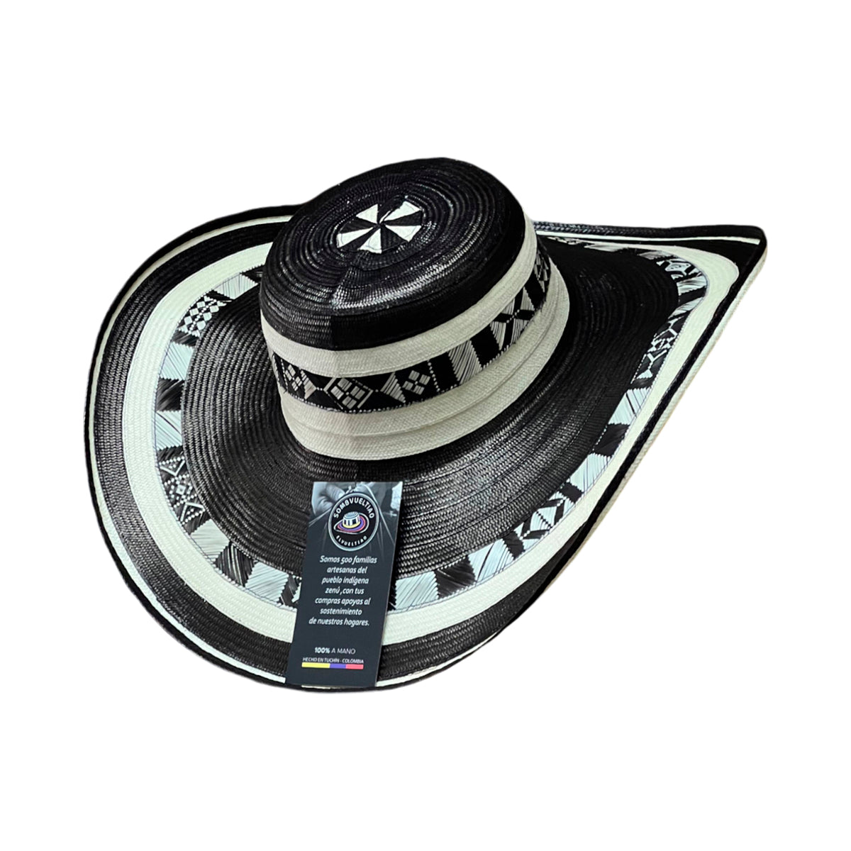 Sombrero 31 Fibras Negro y Beige Extrafino
