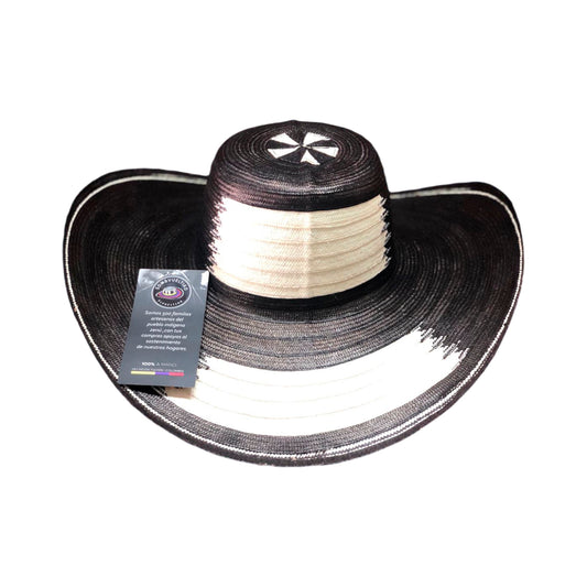 Sombrero 23 Fibras Exclusivo Diseño Negro Beige