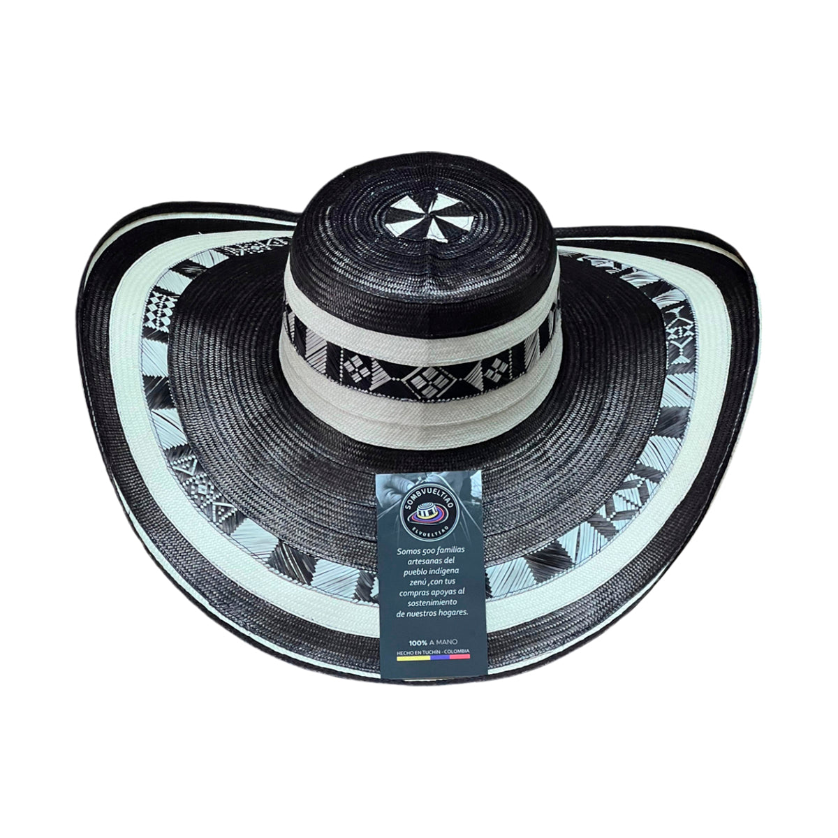 Sombrero 31 Fibras Negro y Beige Extrafino