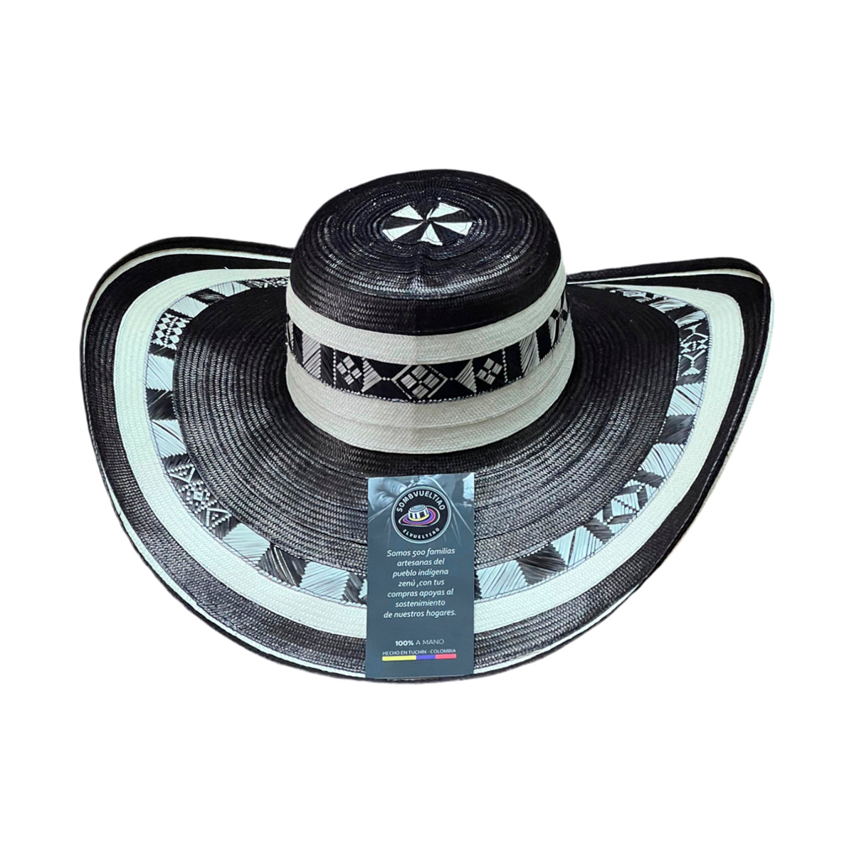 Sombrero 31 Fibras Negro y Beige Extrafino