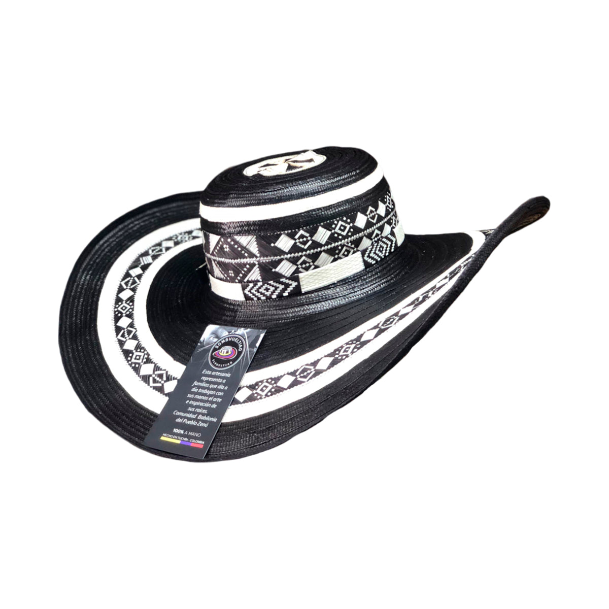 Sombrero 23 Fibras Diseño Negro con Beige Extrafino
