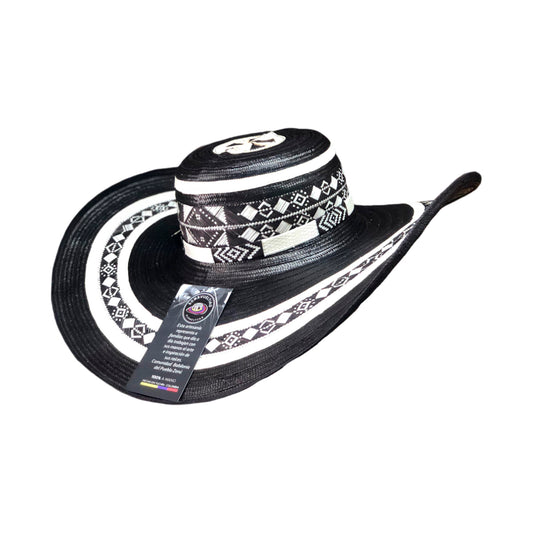 Sombrero 23 Fibras Diseño Negro con Beige Extrafino