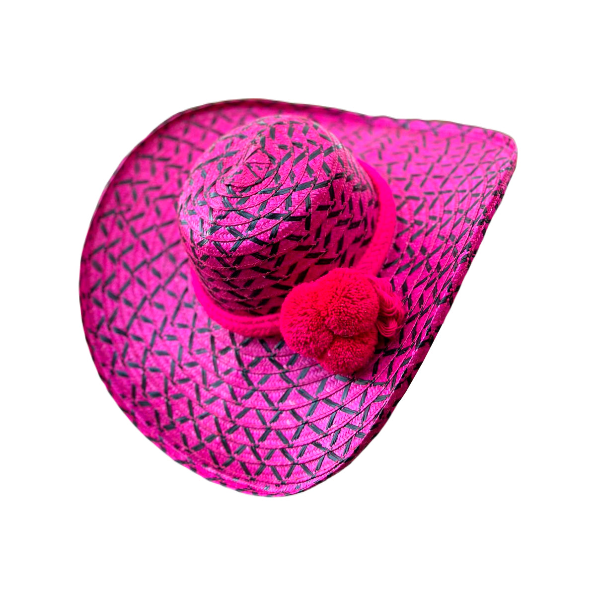 Sombrero Exclusivo con Pompones Fucsia