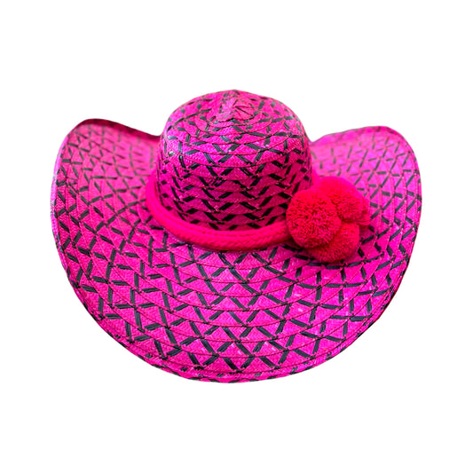 Sombrero Exclusivo con Pompones Fucsia