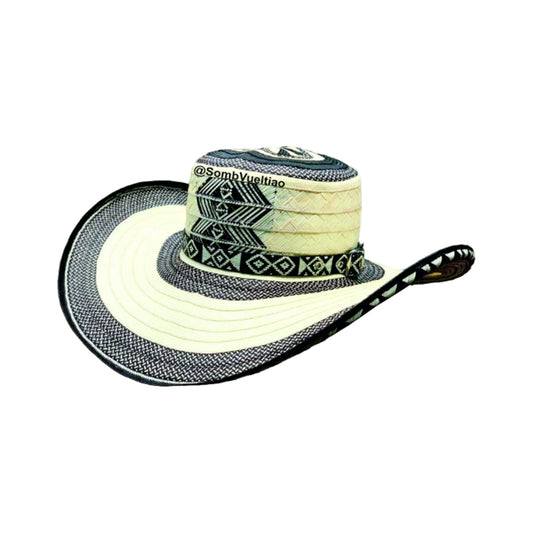 Sombrero 23 Fibras Exclusivo Blanco Y Negro