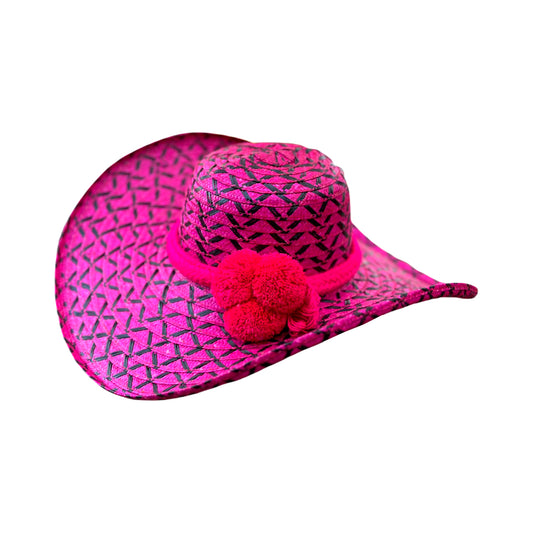 Sombrero Exclusivo con Pompones Fucsia