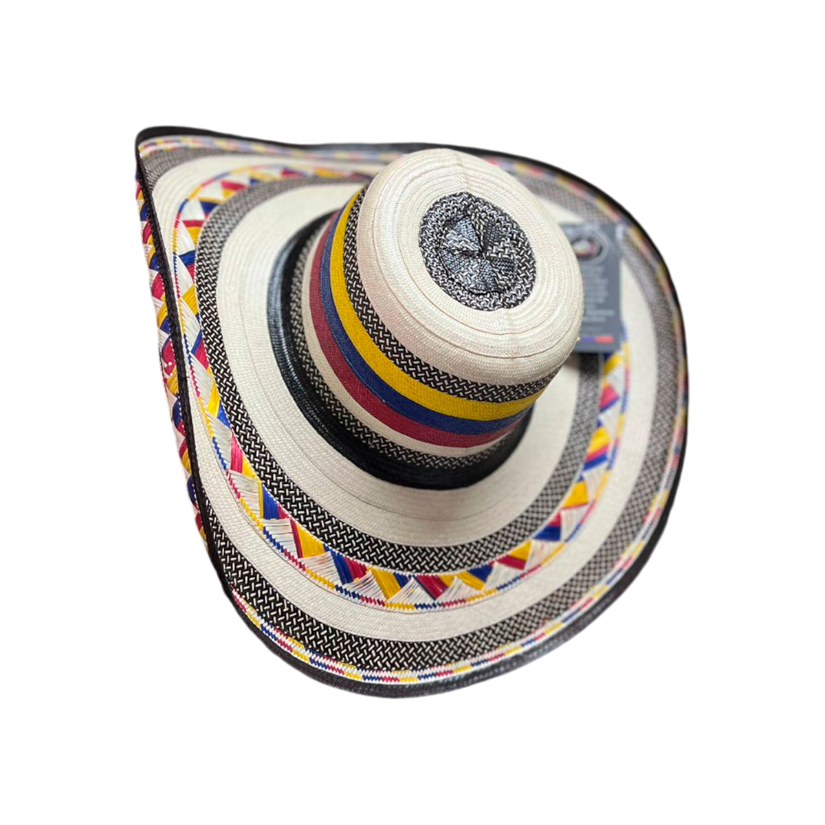 Sombrero 27 Fibras Beige con Franjas Tricolor