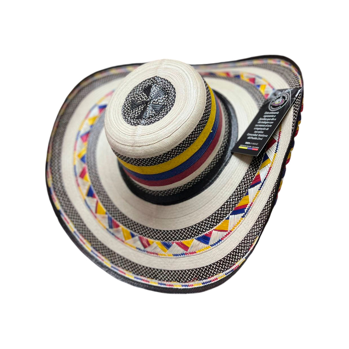 Sombrero 27 Fibras Beige con Franjas Tricolor