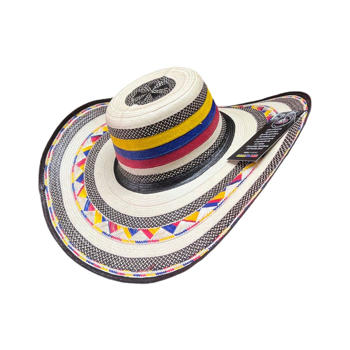 Sombrero 27 Fibras Beige con Franjas Tricolor