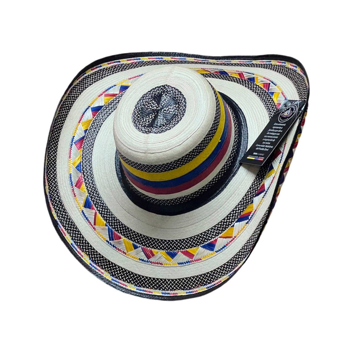 Sombrero 27 Fibras Beige con Franjas Tricolor