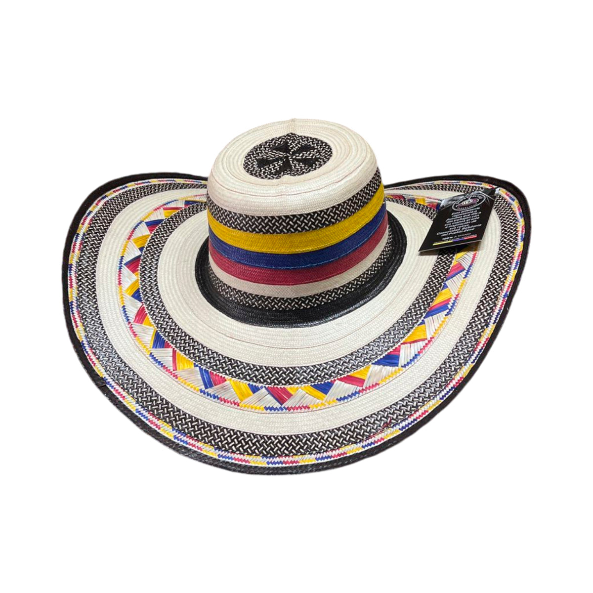 Sombrero 27 Fibras Beige con Franjas Tricolor