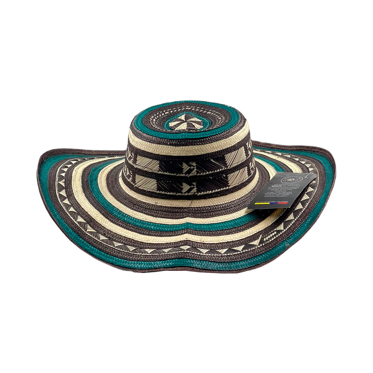 Sombrero 15 Fibras Diseño Tradicional Verde