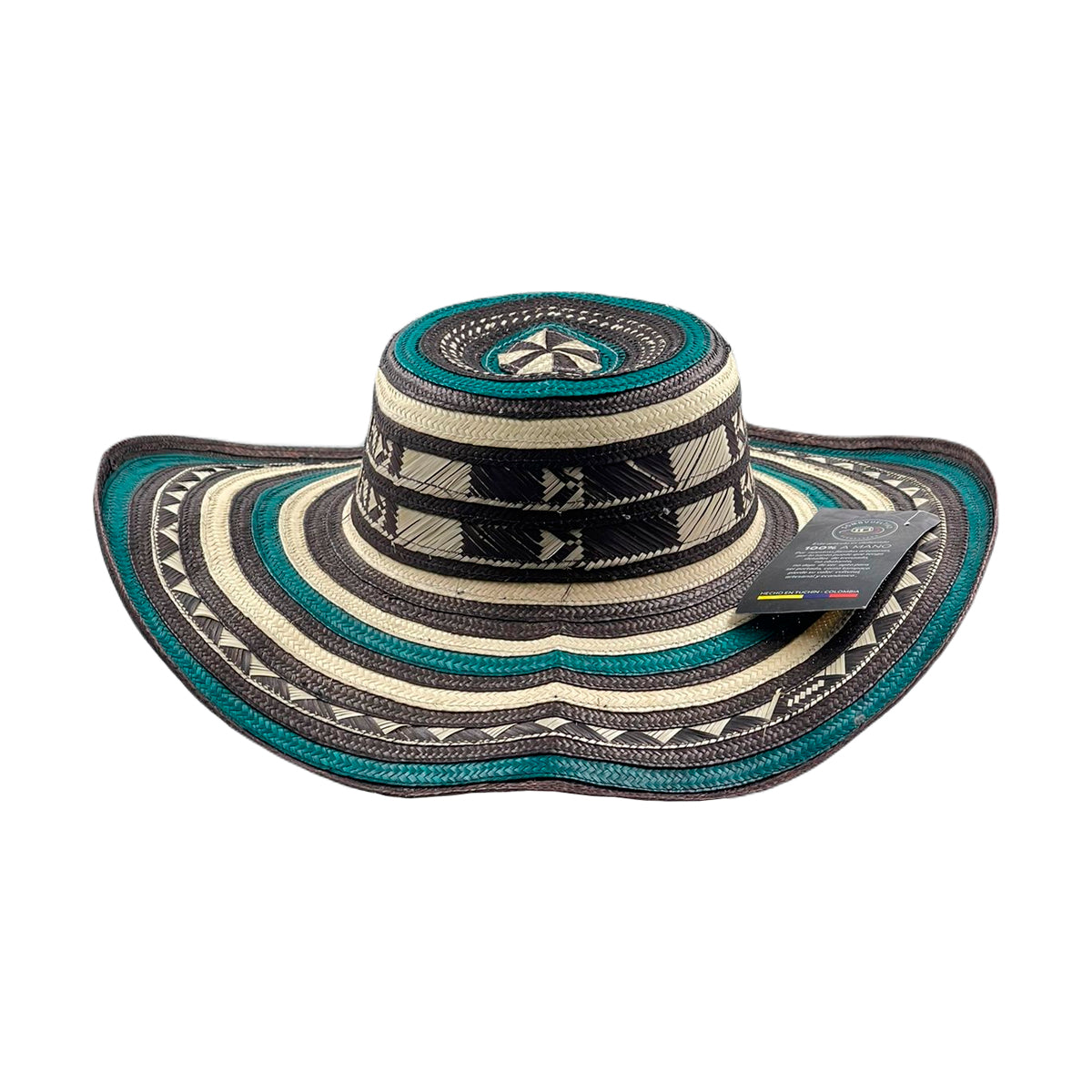 Sombrero 15 Fibras Diseño Tradicional Verde