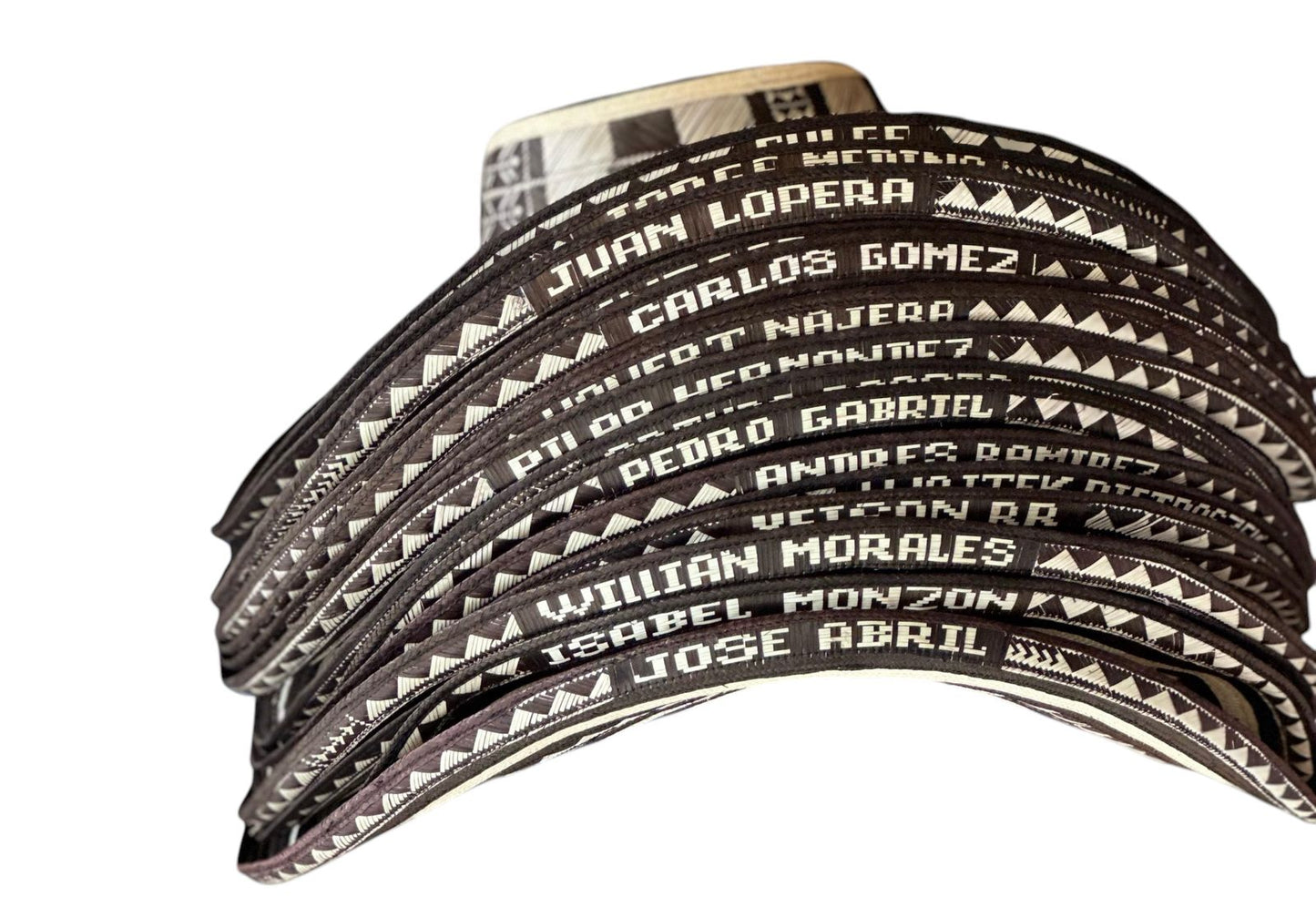 Personalización para Sombrero Vueltiao, Nombre marcado en el ala