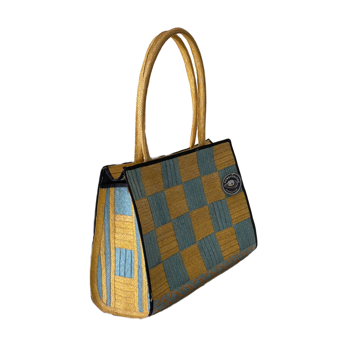 Bolso Ajedrez Exclusivo Dorado Azul