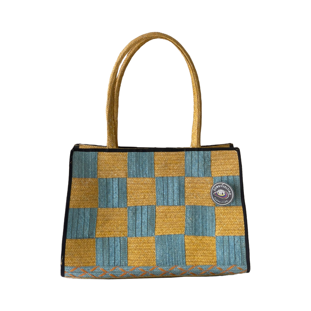 Bolso Ajedrez Exclusivo Dorado Azul
