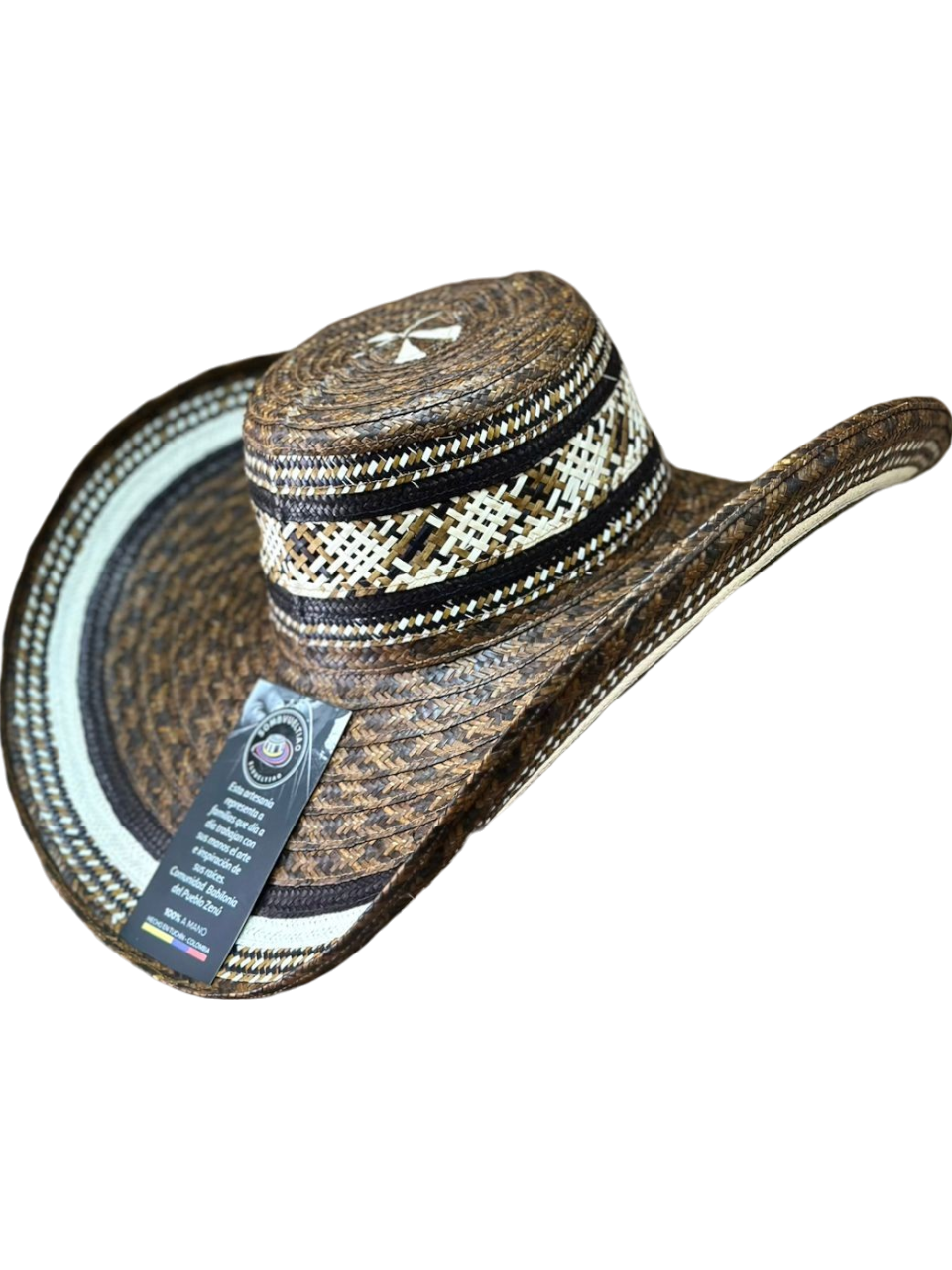 Sombrero Exclusivo Café con Figuras Línea Tierra