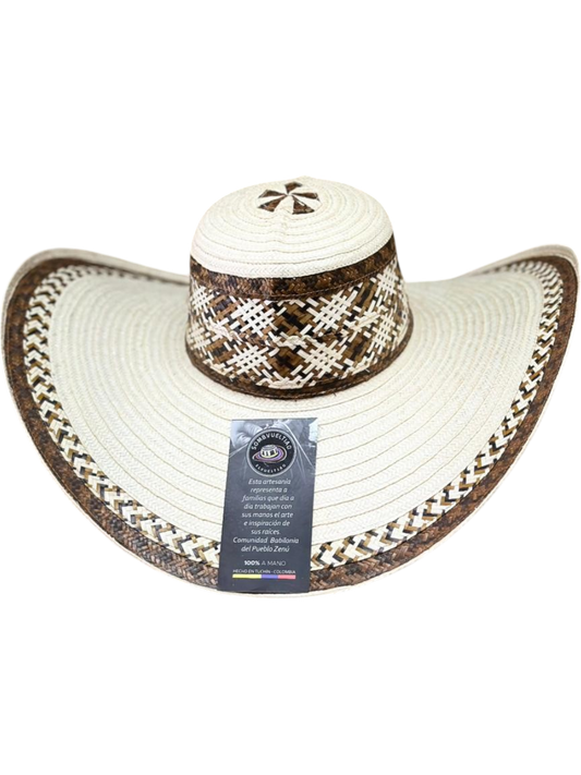 Sombrero Exclusivo Beige con Figuras Línea Tierra