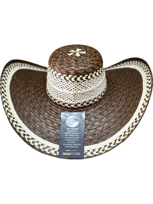 Sombrero Exclusivo Marrón con Figuras Línea Tierra