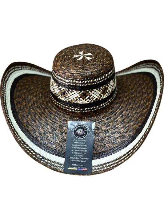 Sombrero Exclusivo Café con Figuras Línea Tierra