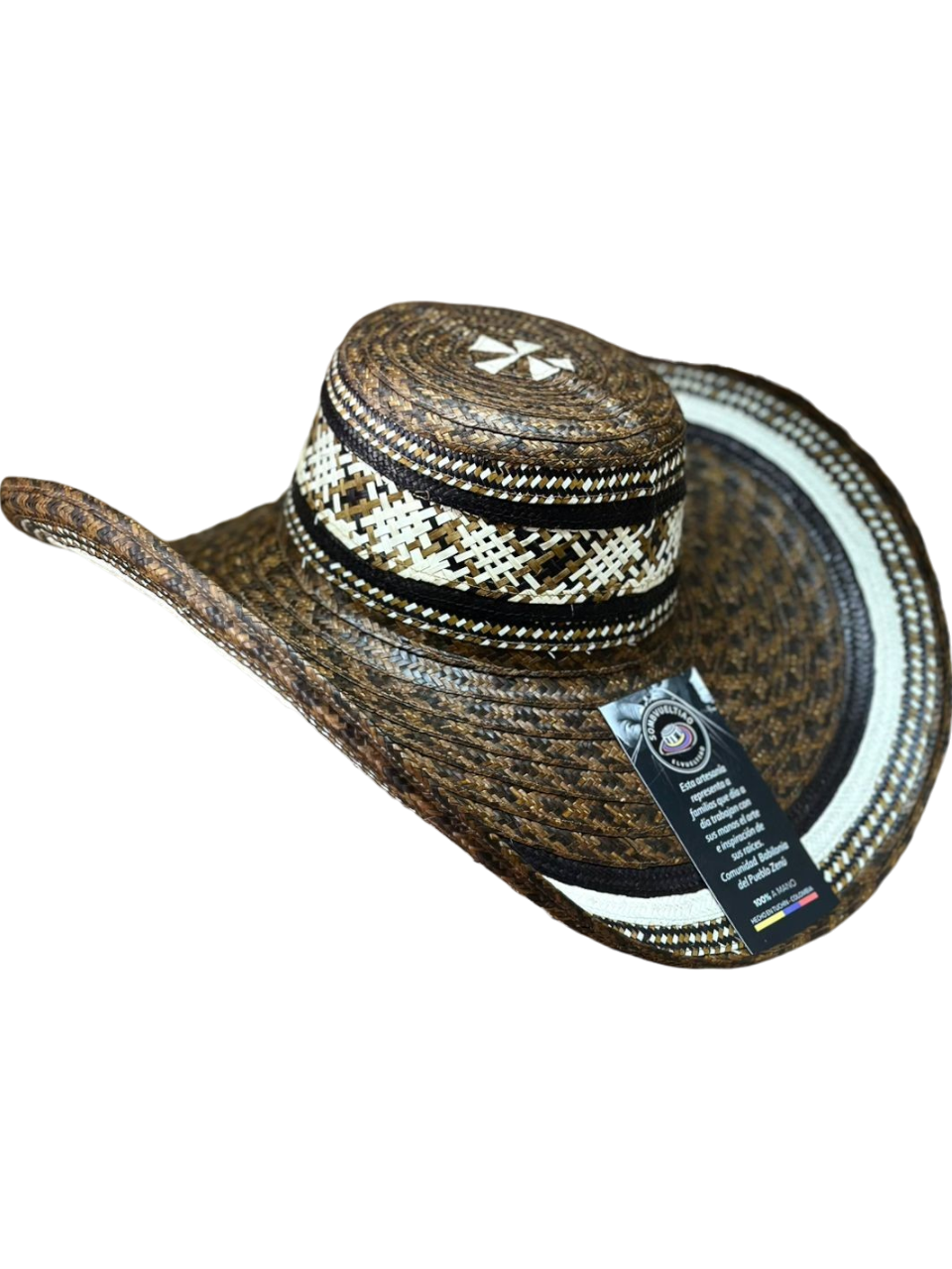 Sombrero Exclusivo Café con Figuras Línea Tierra