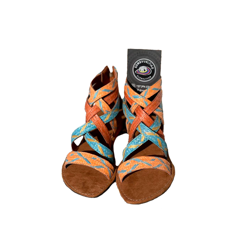 Sandales Artisanales En Cuir De Taureau - Taille 41 - Fait Main - Multicolore