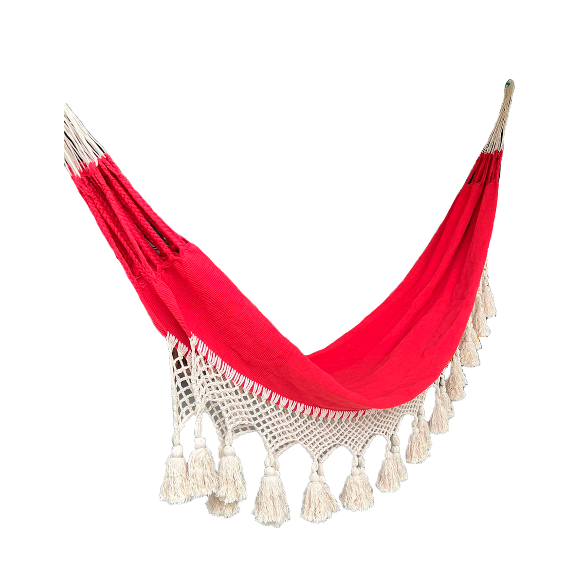 Hamaca Artesanal Roja con Fleco