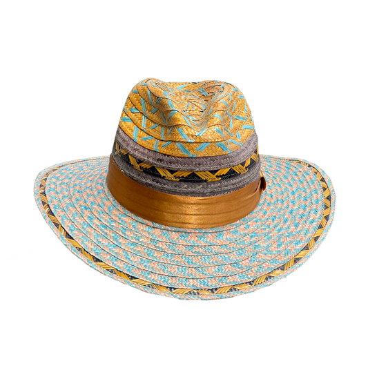 Sombrero Panameño Caña Flecha Diseño Dorado MY