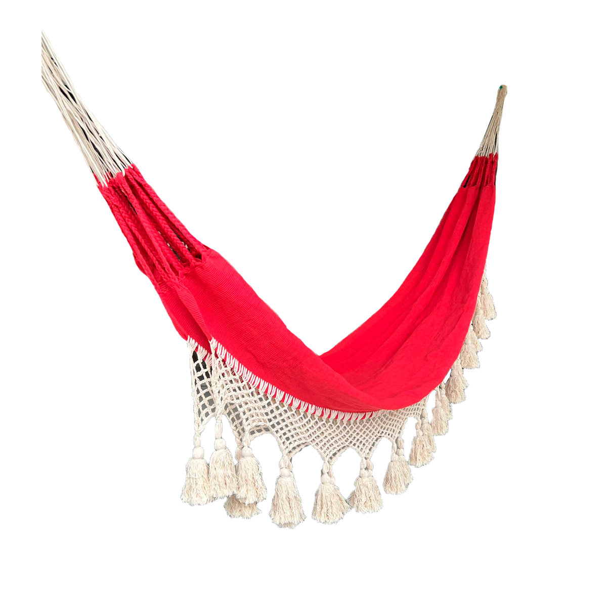 Hamaca Artesanal Roja con Fleco
