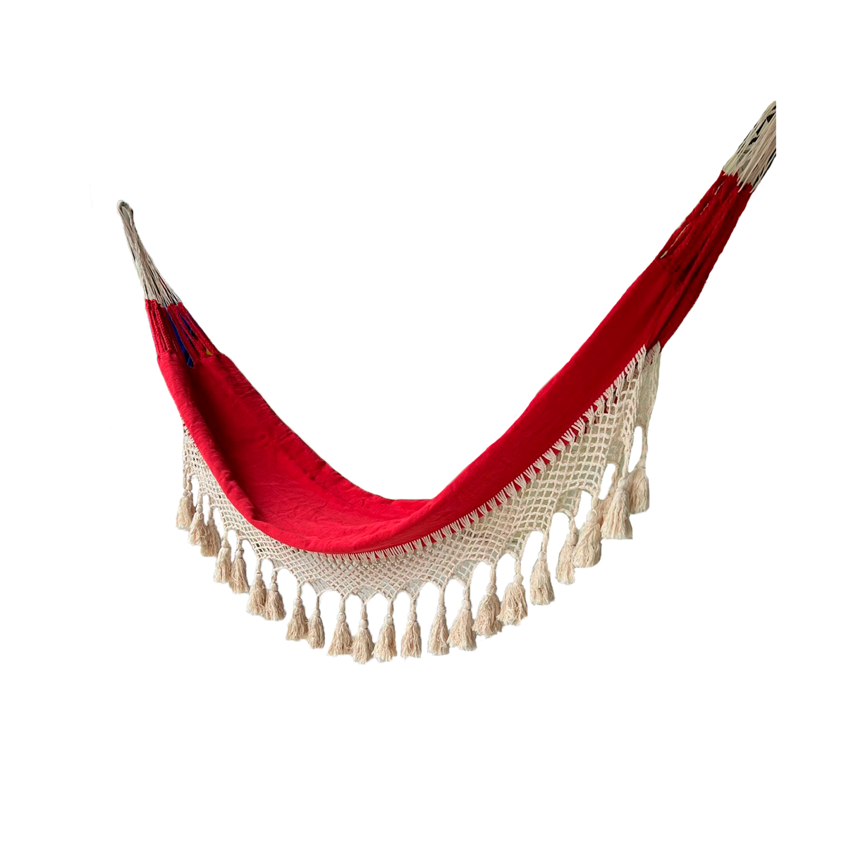 Hamaca Artesanal Roja con Fleco