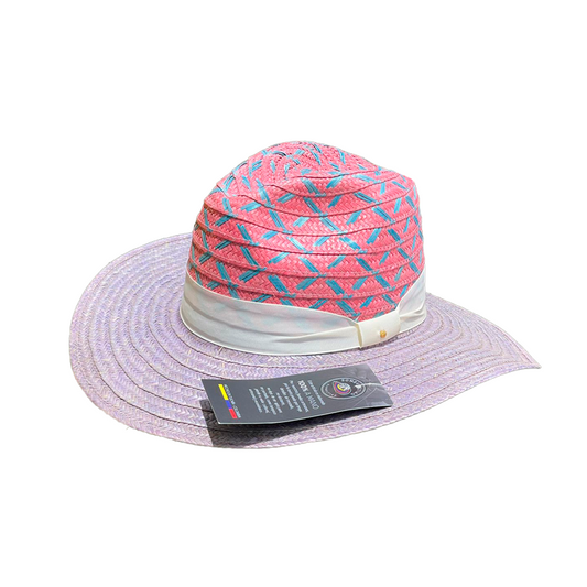 Sombrero Panameño Artesanal Multicolor Figuras MY