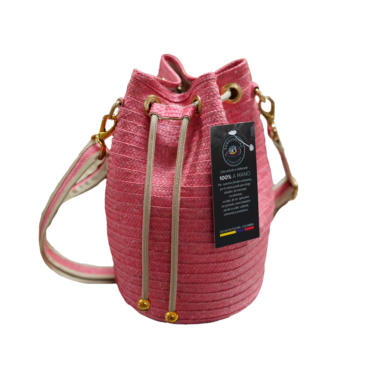 Mochila de Caña Flecha Exclusiva Rosada a Mano