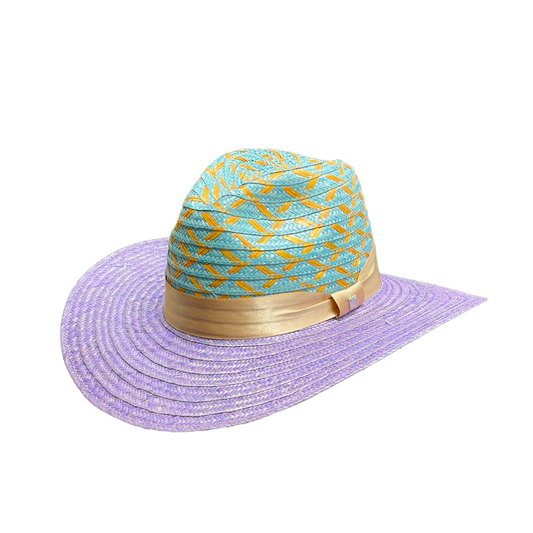 Sombrero Panameño Caña Flecha Figuras Doradas MY