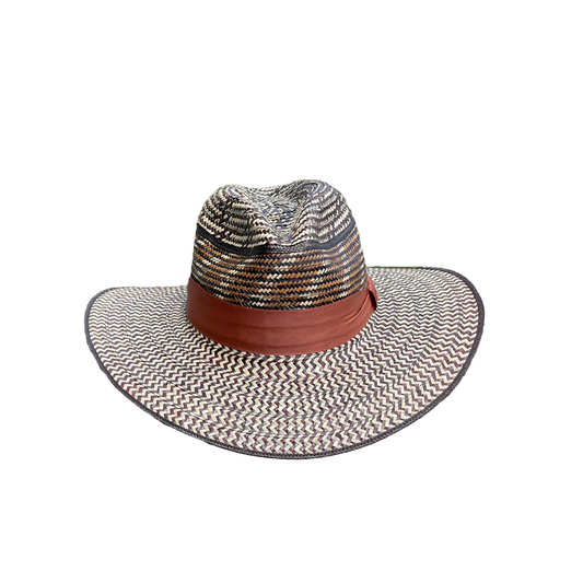 Sombrero Panameño Caña Flecha Diseño Marrón MY