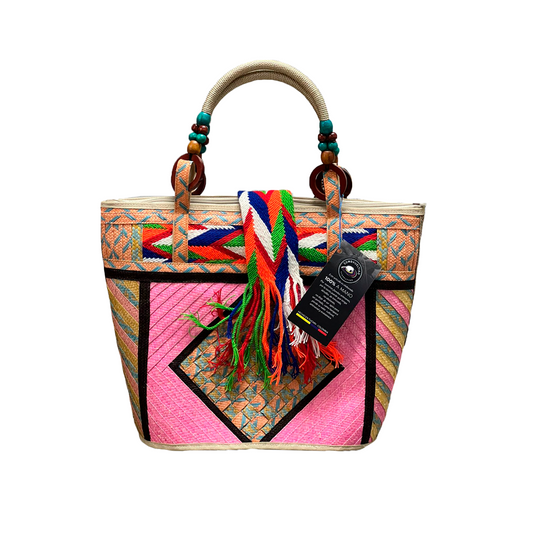 Bolso Exclusivo Ajedrez Diseño Wayuu Multicolor